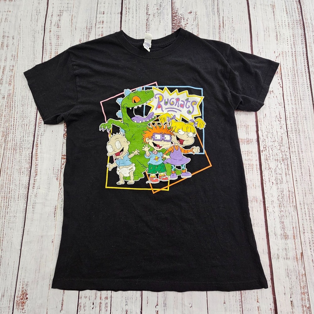 Rugrats Black Short Sleeve Cotton Blend Graphic Print T-Shirt Women's M